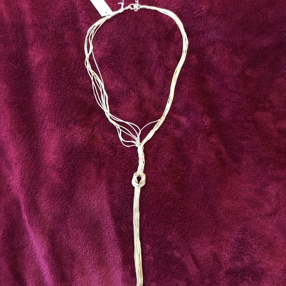 Braided gold drop necklace